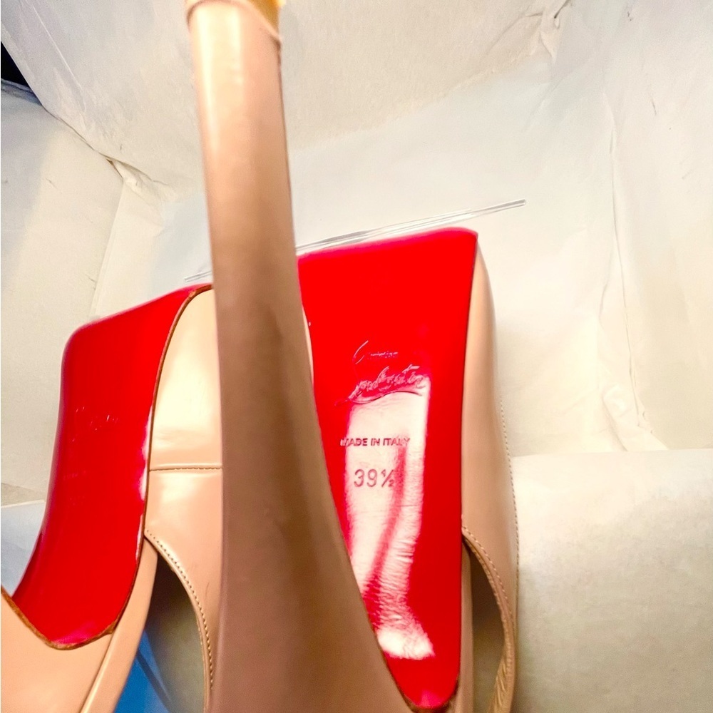 Christian Louboutin NoPrive 120 nude patent kid leather Peep slingback pump 39.5 - Picture 11 of 11